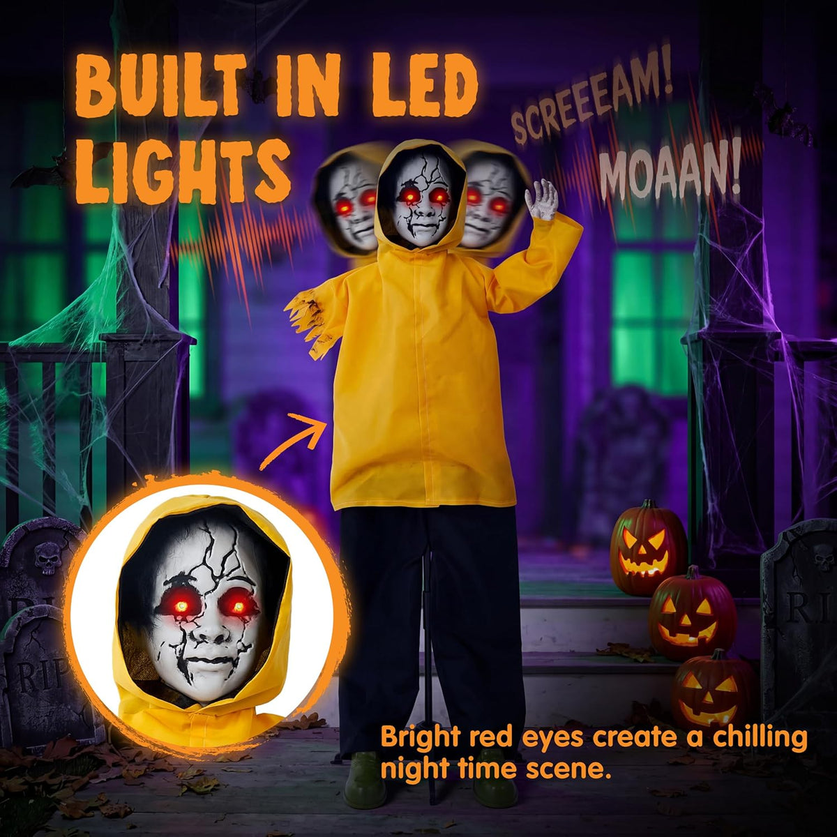 JOYIN Halloween Decorations Outdoor Ghost, Life Size Halloween Animatronics G...