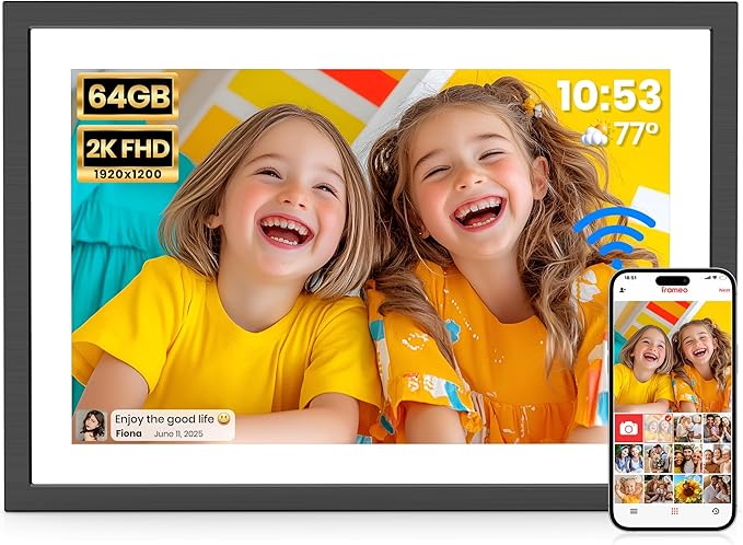 2K 64GB Frameo 10.1 Inch Digital Picture Frame, Smart WiFi Electronic Photo by BrightandPowerYourLife