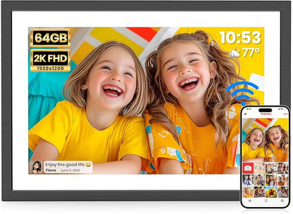 2K 64GB Frameo 10.1 Inch Digital Picture Frame, Smart WiFi Electronic Photo by BrightandPowerYourLife