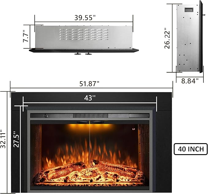 Velaychimny 52" Electric Fireplace Insert - Image 2