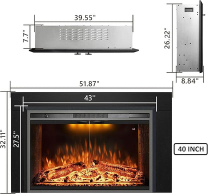 Velaychimny 52" Electric Fireplace Insert - Image 2
