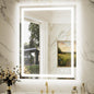 Keonjinn Beveled Bathroom Mirror with Lights 28" x 36", Frontlit & Backlit | HD Tempered Glass, Lighted Mirrors for Bathroom Wall, 3 Color Lights, Fast Defogging, Stepless Dimmable, Wall Switch/Plug in