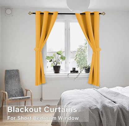 KOUFALL Yellow Cafe Kitchen Curtains 45 Inch Length - Image 2