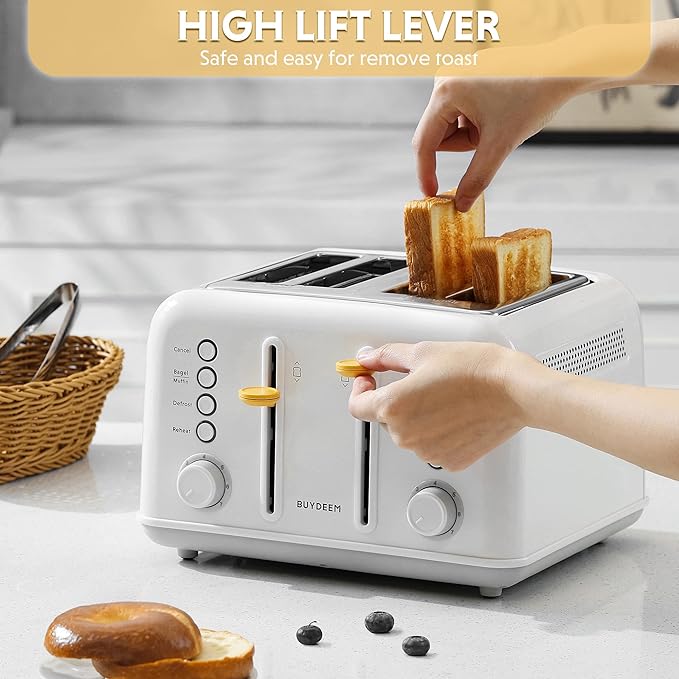 BUYDEEM DT640 4-Slice Toaster, Extra Wide Slots, Stainless Steel - Image 4