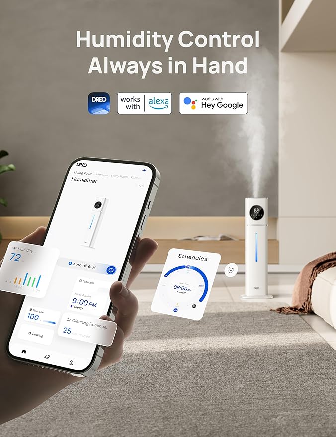 DREO HM735S 11L Smart Humidifier Large Room 700 ft², 100H Cool Mist Air - Image 4