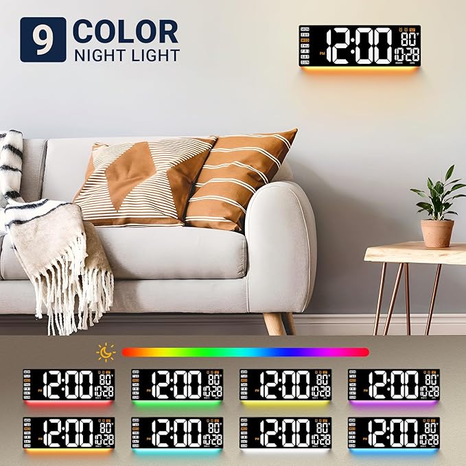 16.5" Large Digital Wall Clock: Wall Mount Decor Clock Large Display - Image 2