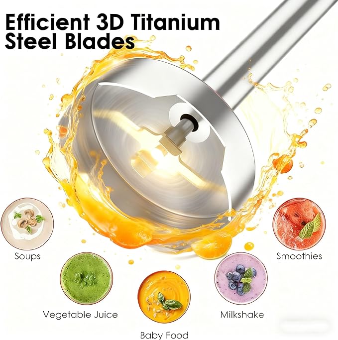 Blackcow Immersion Blender Handheld, 800W Powerful Electric Hand Blender - Image 3