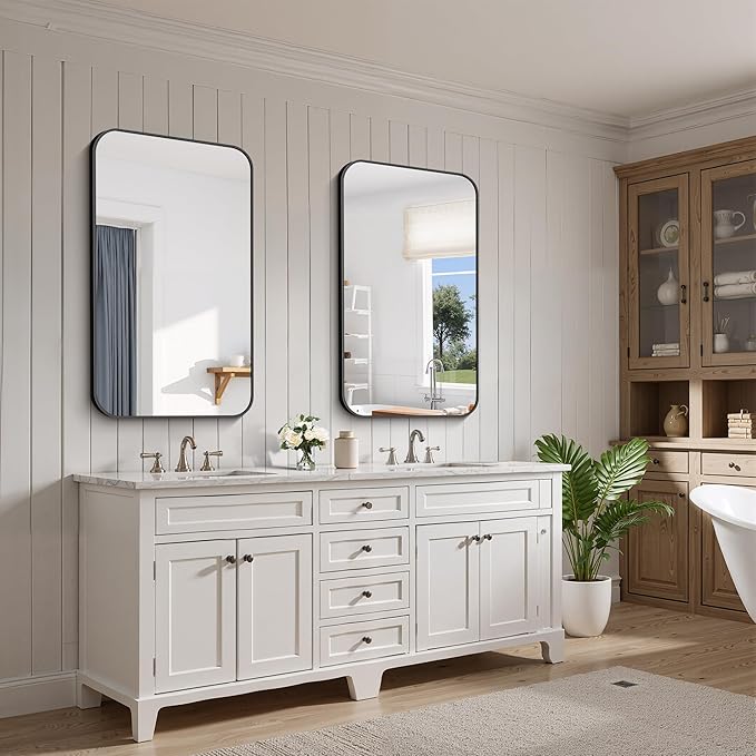 FORBATH Bathroom Mirror for Over Sink 24x40 Inch Black, Rectanglar Wall Mirror - Image 5