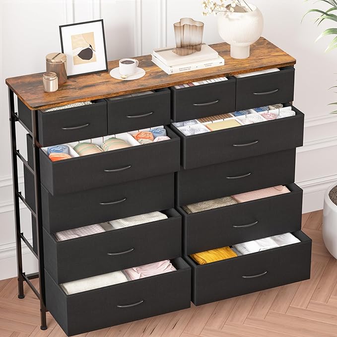 Dresser for Bedroom with 12 Drawers, Tall Fabric Drawer Dresser, Compact Chest - Image 7