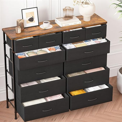 Dresser for Bedroom with 12 Drawers, Tall Fabric Drawer Dresser, Compact Chest - Image 7