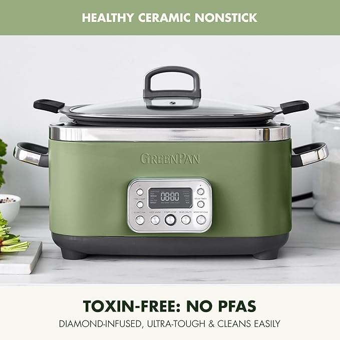 GreenPan Elite 14-in-1 Nonstick 6QT Electric Slow Cooker, PFAS-Free Ceramic - Image 2