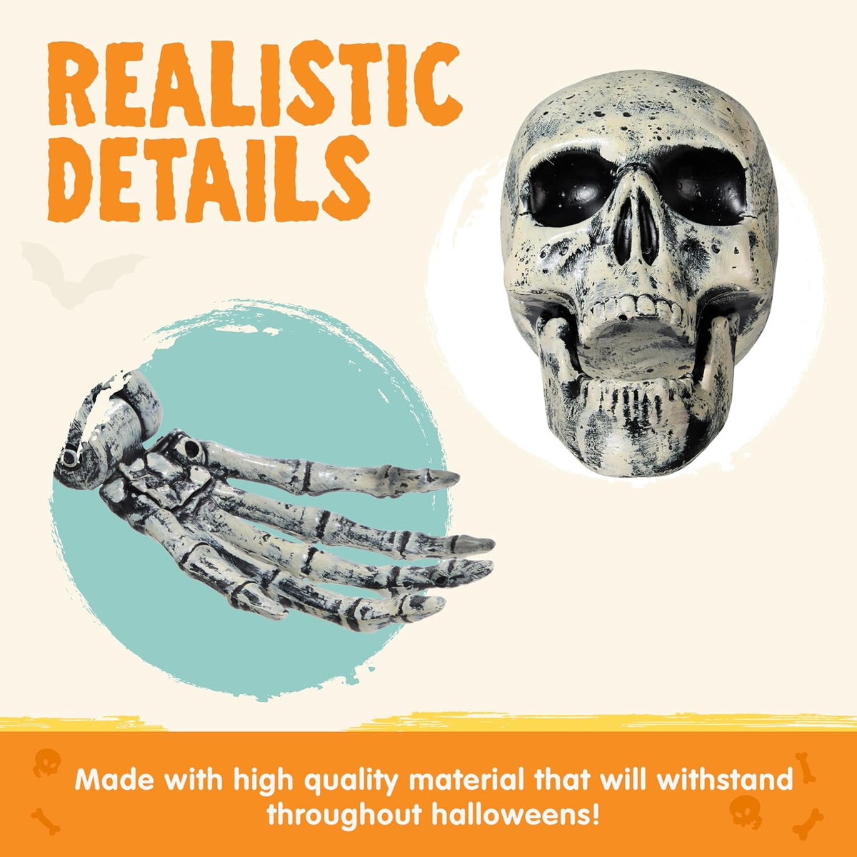 JOYIN 5 Pcs Halloween Skeleton Decorations Outdoor, Life Size Skeleton Yard S...