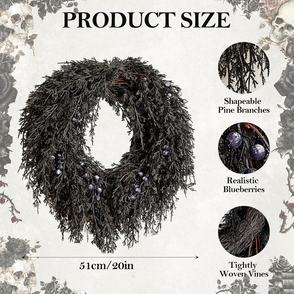 DN DECONATION Halloween Wreath for Front Door, Decorations for Outdoor
