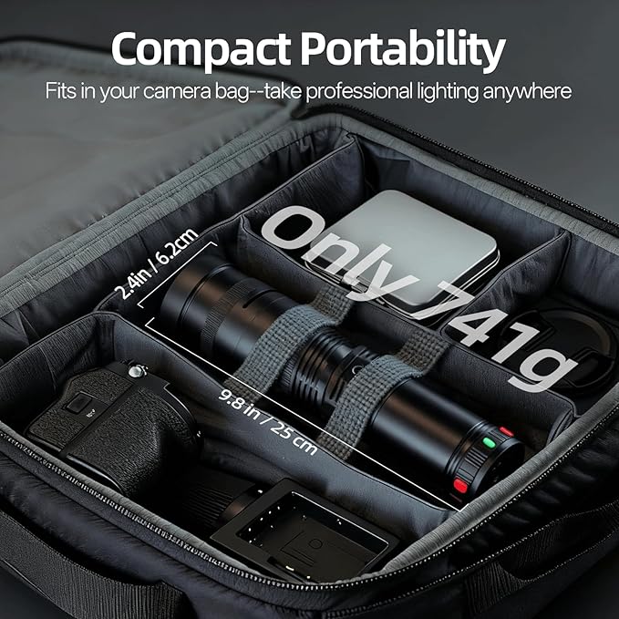 WELLMAKING 40W LED Photography Flashlight Optical Glass Lenses, 7800mAh - Image 7
