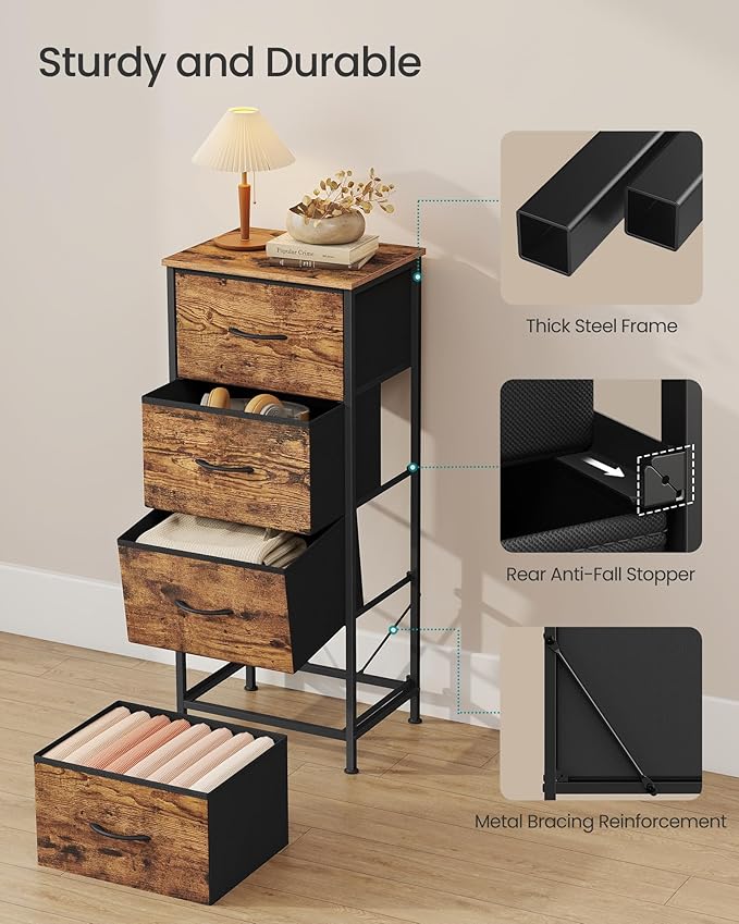 SONGMICS Dresser for Bedroom, Chest of Drawers, 4 Non-Woven Fabric Drawers - Image 6