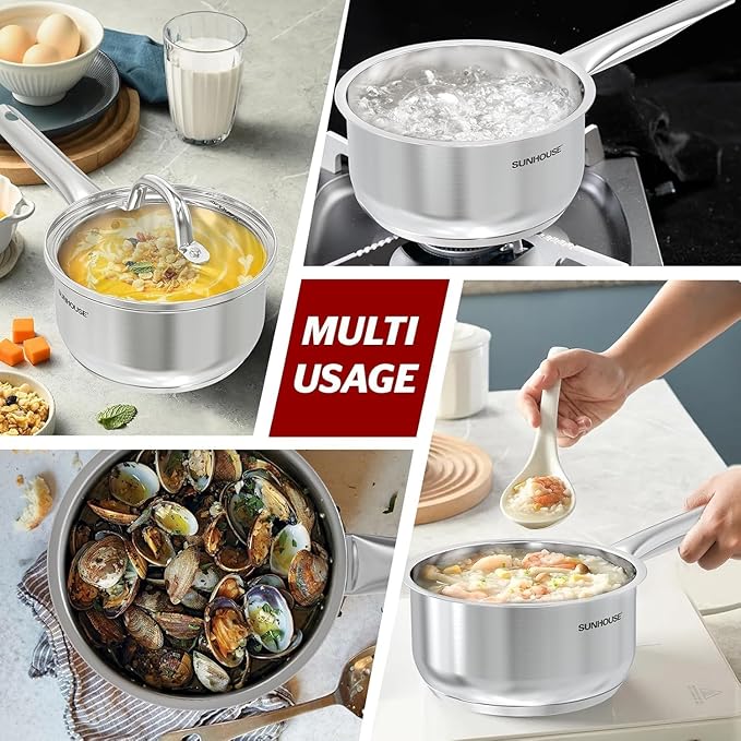 Sunhouse – 2 Quarts Stainless Steel Sauce Pan - Image 6