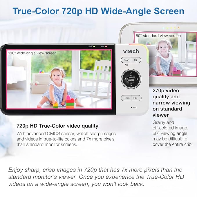 VTech VM818HD Baby Monitor, Night Light, 110-degree Wide-Angle True-Color - Image 4
