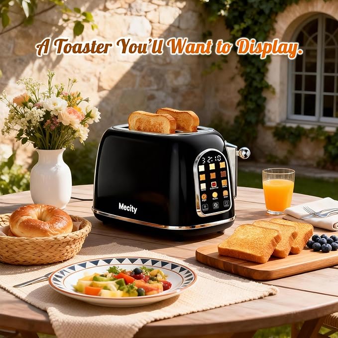 Mecity Toaster 2 Slice, Touch Screen Wide Slot Retro Toaster - Image 4