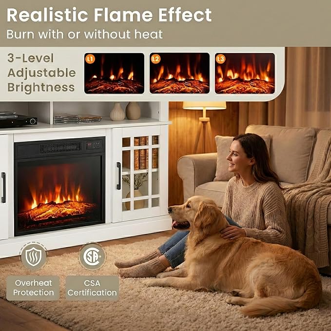 SIMOE Fireplace TV Stand Electric Fireplace 49Inch Console up to 55'' TV - Image 2