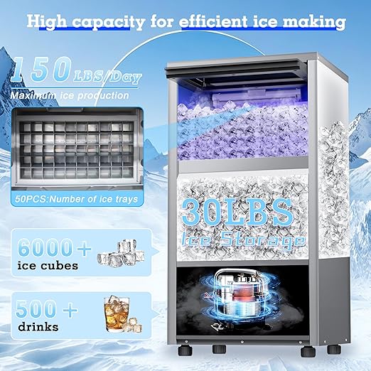 Ice Maker Commercial Ice Maker Machine 150lbs/24H - Image 2