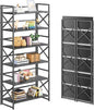 4NM 6 Tiers No Assembly Book Shelves, 61.8" H Folding Bookshelf Bookcase Open by 4NM