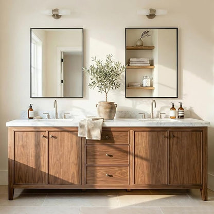 30"x36" Black Bathroom Mirror, Matte Metal Framed Vanity Mirror - Image 8