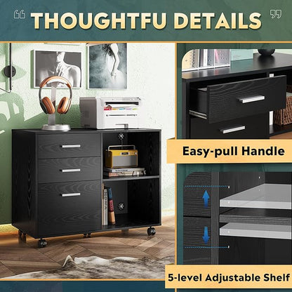 DEVAISE 3 Drawer Mobile File Cabinet, Wood Lateral Filing Cabinet, Printer Stand - Image 7