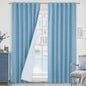 LAMIT Blue 100% Blackout Linen Curtains, 84 Inch Linen Textured Living Room by LAMIT