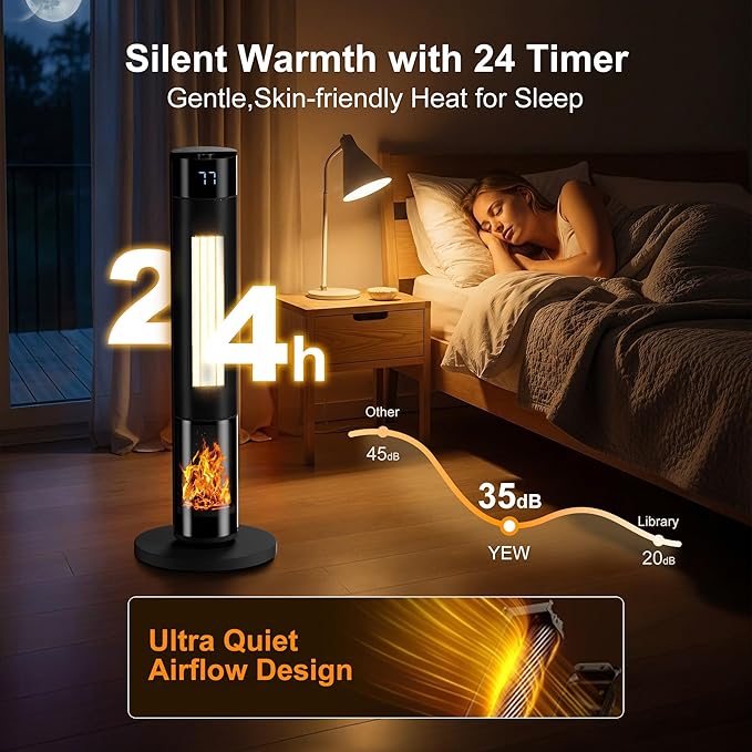 YEW Space Heater for Indoor Use, 80° Oscillating, 24H Timer, Thermostat & ECO - Image 5