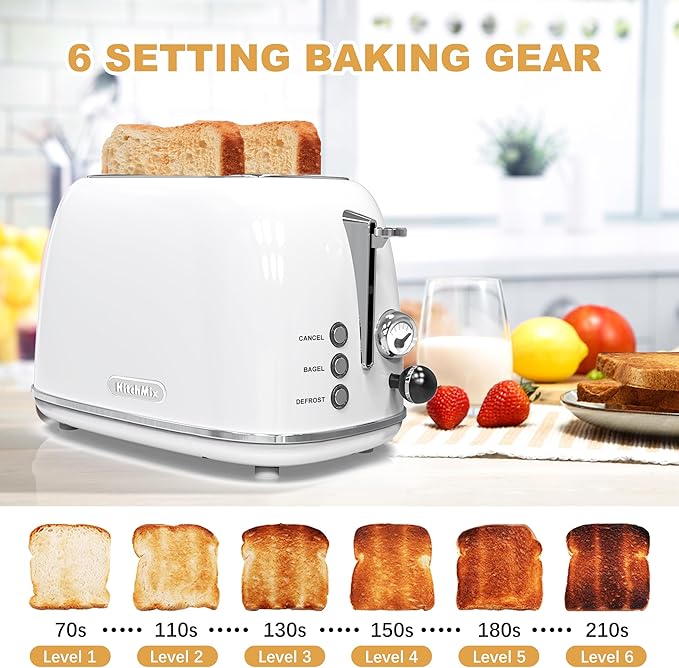 Toaster 2 slice, Retro Stainless Steel Toaster - Image 3