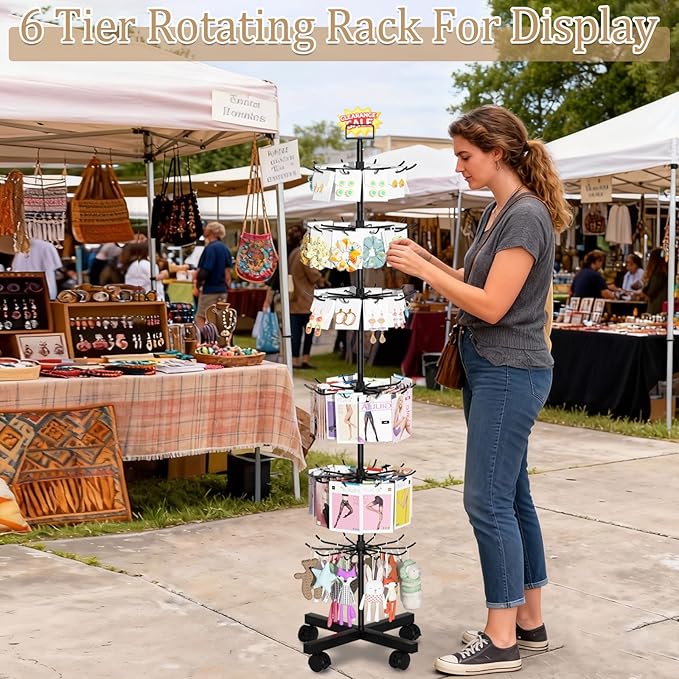 Exttlliy Retail Display Stand Store Display Rack 6 Tier Metal Spinning Display - Image 2