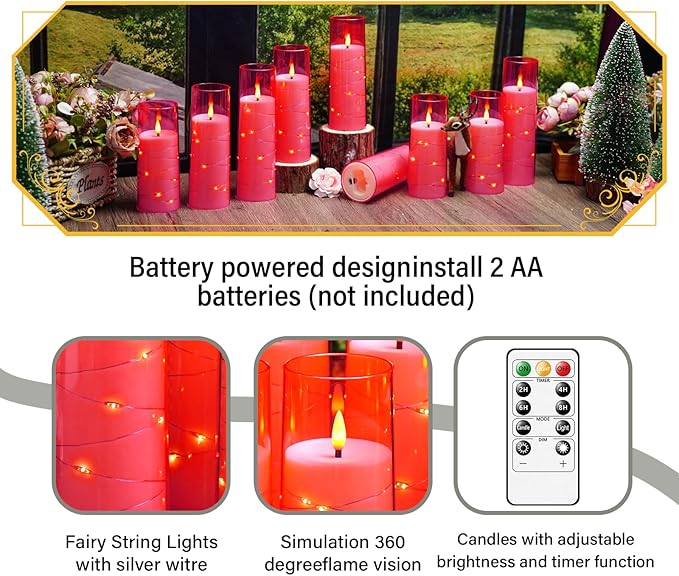 Flameless Candles with Embedded Star String, Battery Operated LED Pillar - Image 2