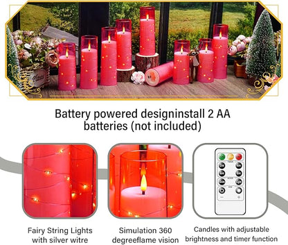 Flameless Candles with Embedded Star String, Battery Operated LED Pillar - Image 2