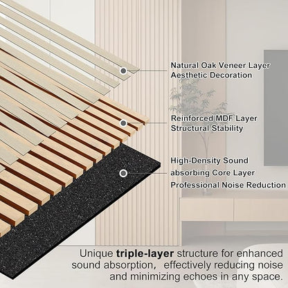 QDYMXUN Wood Slat Acoustic Wall Panels, Living Room - Image 3