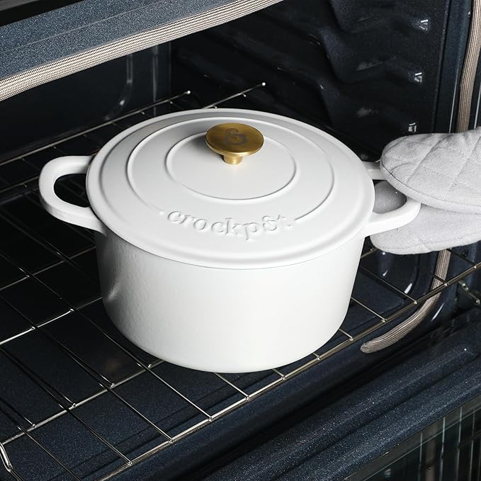 Crock-Pot Artisan 5-Quart Round Dutch Oven – Matte Linen White - Image 3