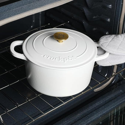 Crock-Pot Artisan 5-Quart Round Dutch Oven – Matte Linen White - Image 3