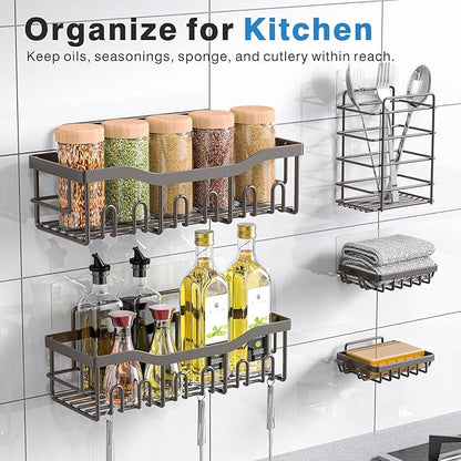 EUDELE 5-Pack Rustproof Stainless Steel Shower Caddy – No Drill Adhesive - Image 6