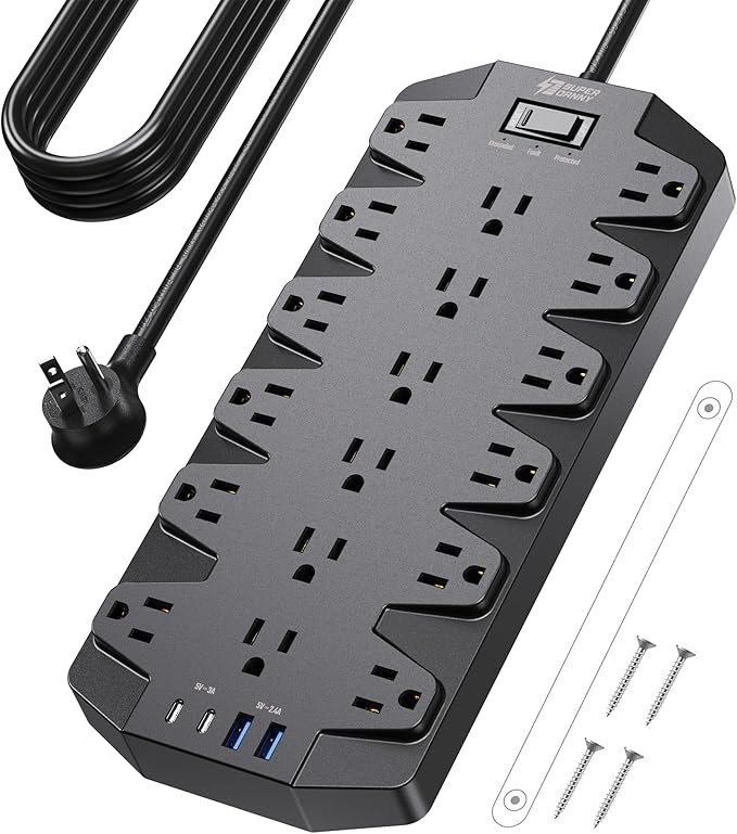 Power Strips with Surge Protection 10 FT, SUPERDANNY 18 AC Outlets and 4 USB by SUPERDANNY