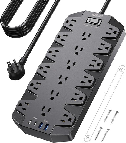 Power Strips with Surge Protection 10 FT, SUPERDANNY 18 AC Outlets and 4 USB by SUPERDANNY