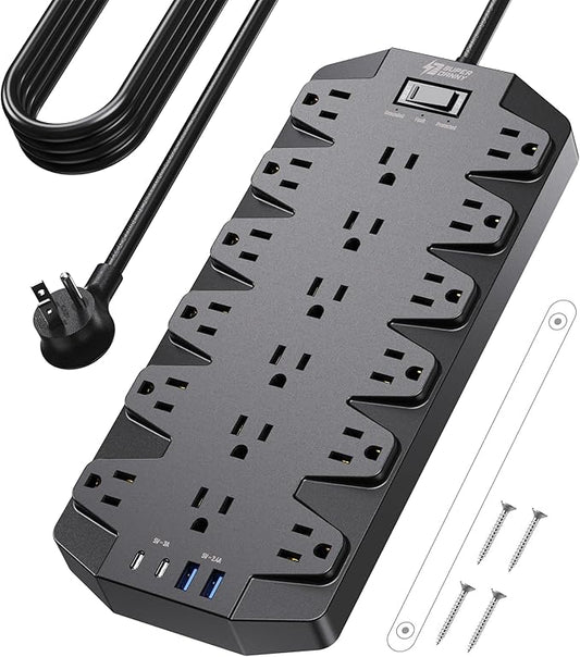 Power Strips with Surge Protection 10 FT, SUPERDANNY 18 AC Outlets and 4 USB by SUPERDANNY