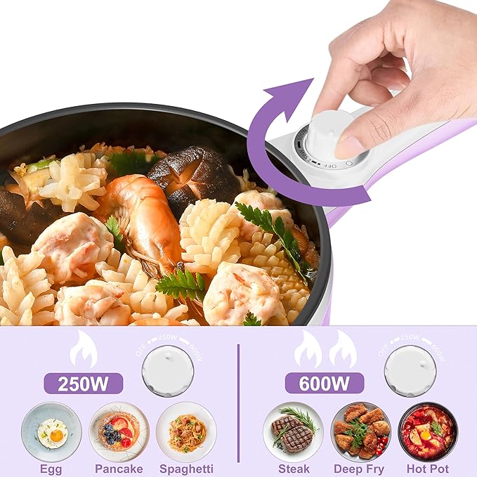 Dezin Hot Pot Electric with Steamer Upgraded, Non-Stick Sauté Pan, Rapid - Image 5
