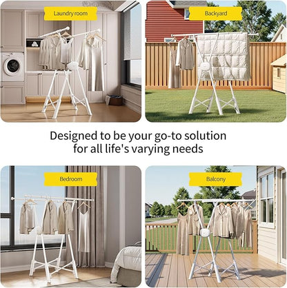BIREN Clothes Drying Rack Heavy Duty Clothing Racks Foldable Laundry Rack Two - Image 7