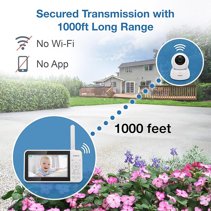 VTech Video Baby Monitor with 3 Cameras, Night Vision, 1000ft Range, - Image 9