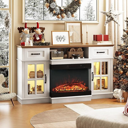 Bonnlo Fireplace TV Stand for up to 65-Inch TVs, Modern Electric Fireplace TV by Bonnlo