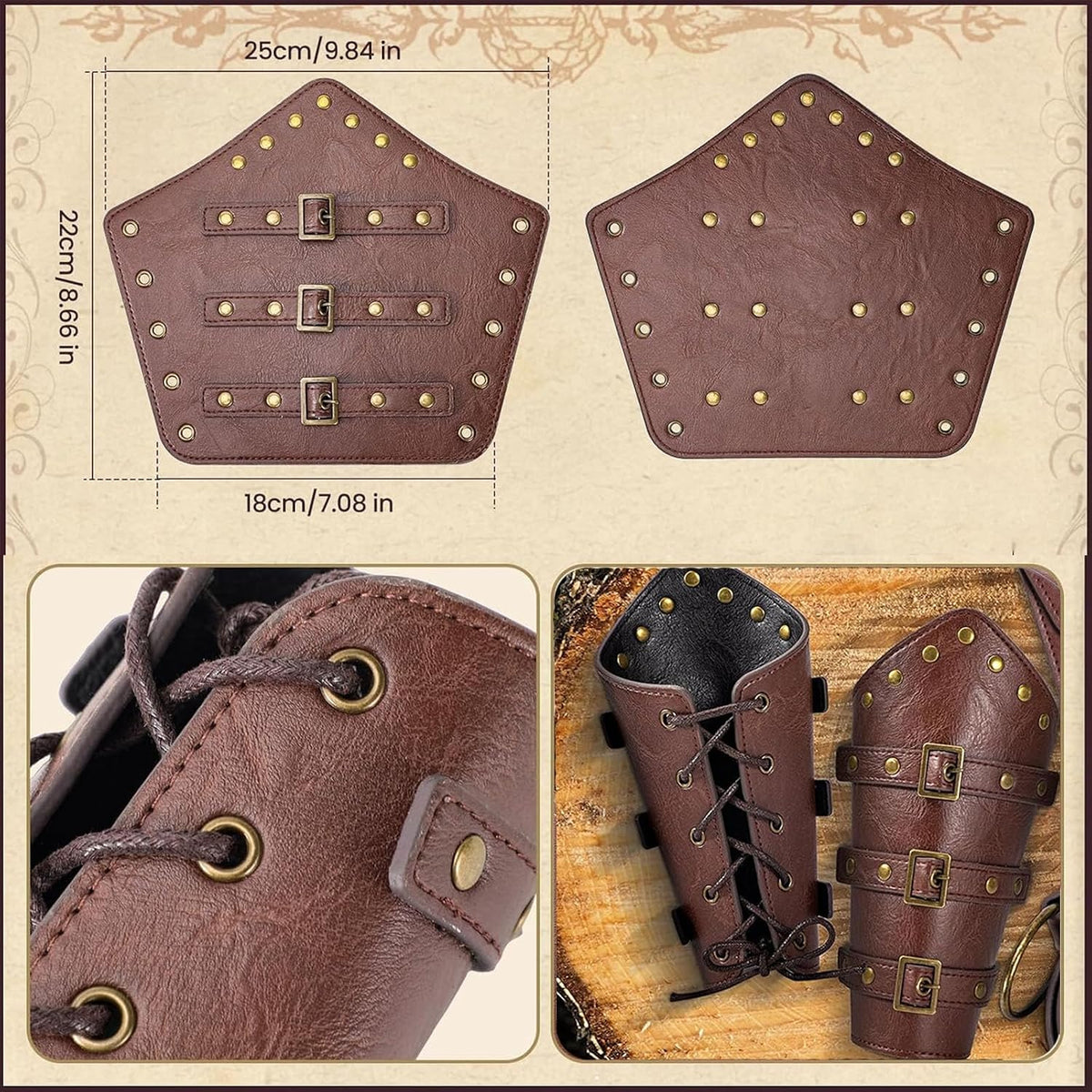 Renaissance Belt Pouch Purse Viking Bracer Hook Halloween Set Medieval Festiv...