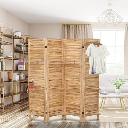 4 Panel Room Divider with Shelves, Room Dividers and Folding Privacy Screens - Image 5