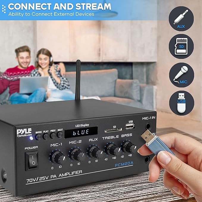 Pyle Compact Mini Home Power Amplifier - 40W Smart Small Audio Stereo Receiver - Image 3