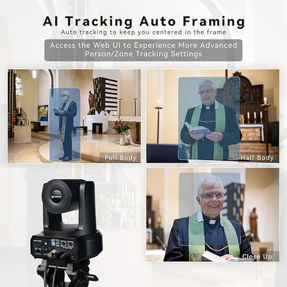 TONGVEO AI Auto-Tracking IP PTZ Camera SDI/HDMI/USB3.0/LAN PoE 30X Optical + - Image 3