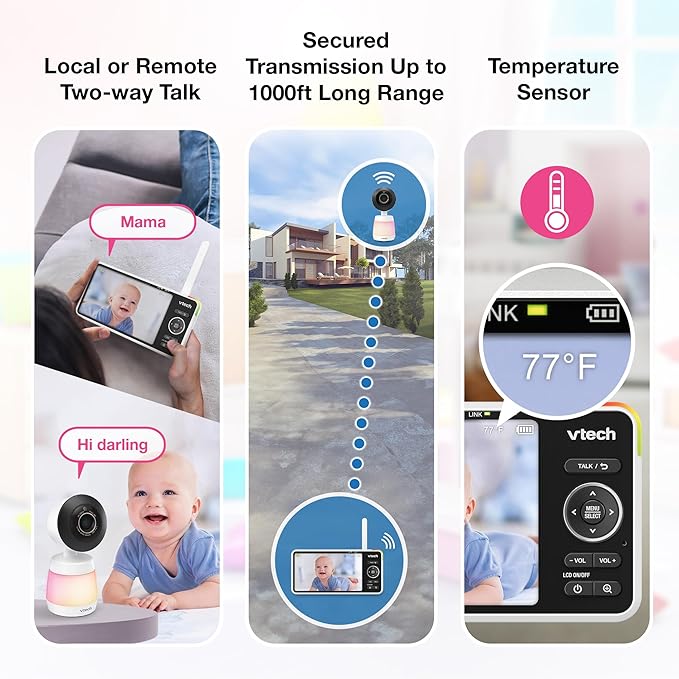 VTech Smart WiFi Baby Monitor, 2K CMOS Sensor Camera, 5.5-inch HD IPS Screen - Image 11