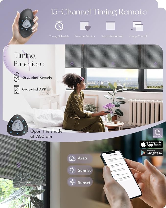 Graywind Motorized Solar Shades Light Filtering Mesh Shade Compatible - Image 4